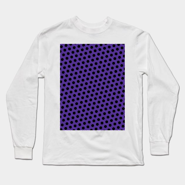 Pattern hexagonal purple on black background Long Sleeve T-Shirt by la chataigne qui vole ⭐⭐⭐⭐⭐